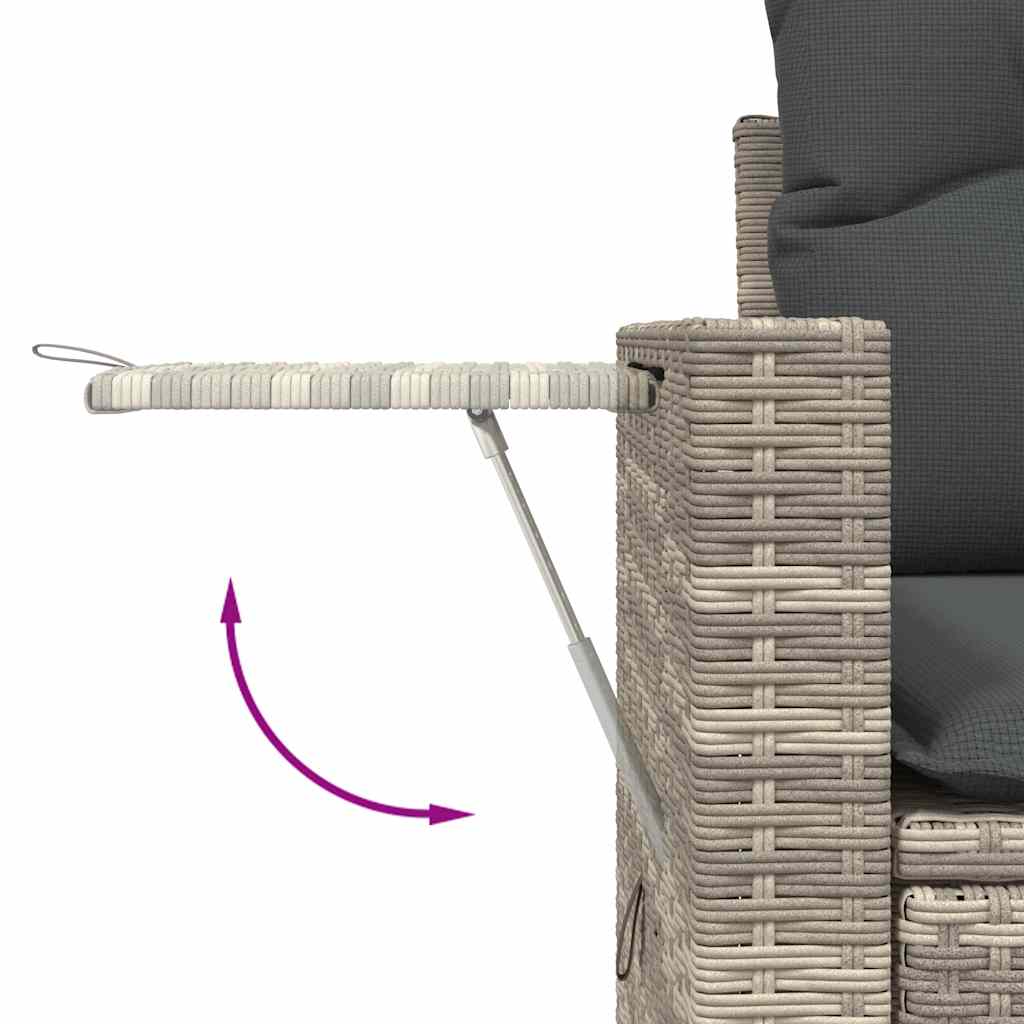 Set Divano Giardino 10 pz con Cuscini Grigio Chiaro Polyrattan - immagine 8