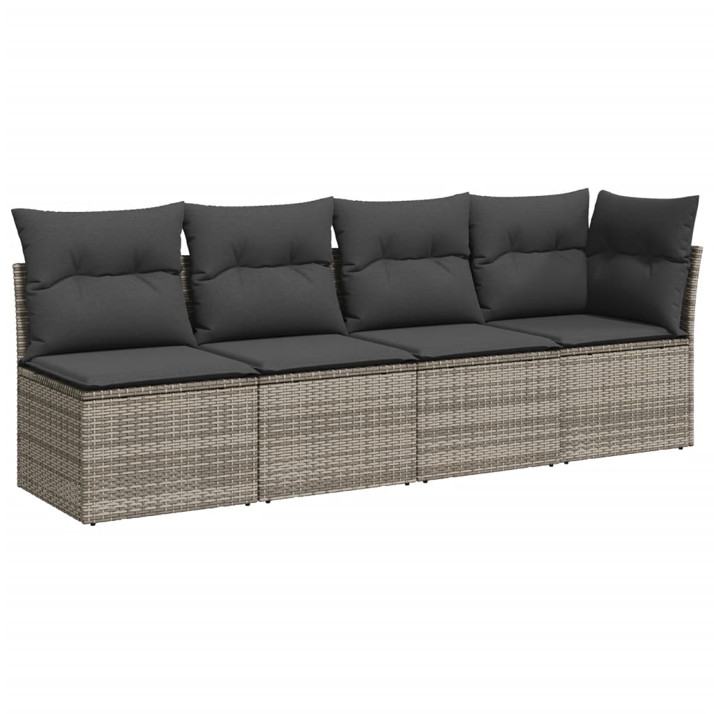 Set Divani da Giardino 7 pz con Cuscini Grigio in Polyrattan - immagine 4