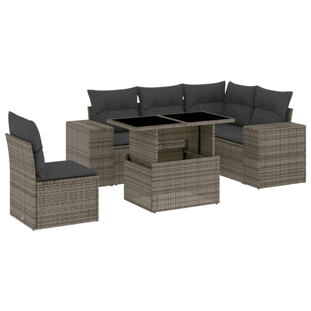 Set Divano da Giardino 6 pz con Cuscini Beige in Polyrattan - immagine 2