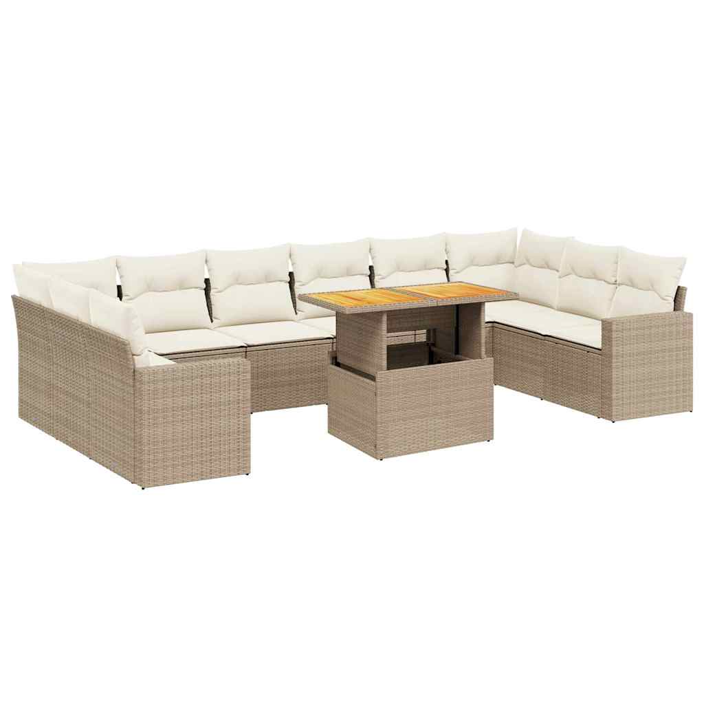 Set Divani da Giardino 11 pz con Cuscini in Polyrattan Nero - immagine 2