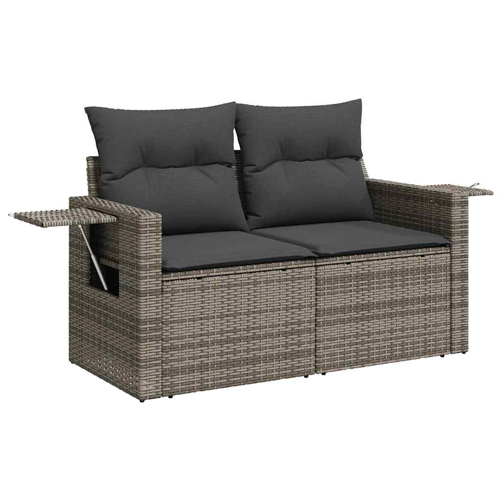 Set Divano da Giardino 6 pz con Cuscini Grigio in Polyrattan - immagine 3