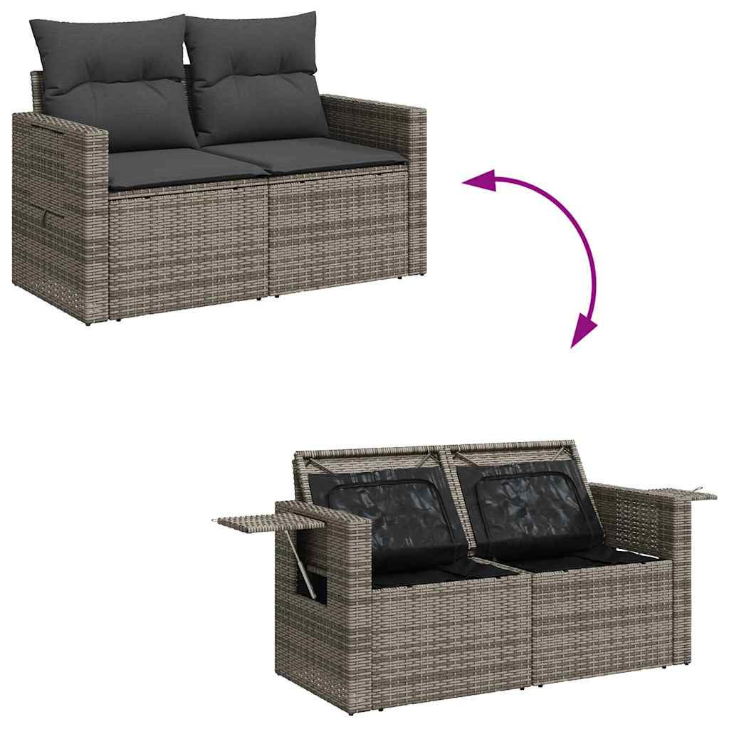 Set Divano da Giardino 6 pz con Cuscini Grigio in Polyrattan - immagine 6