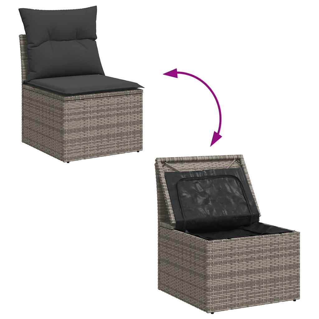 Set Divano da Giardino 6 pz con Cuscini Grigio in Polyrattan - immagine 7