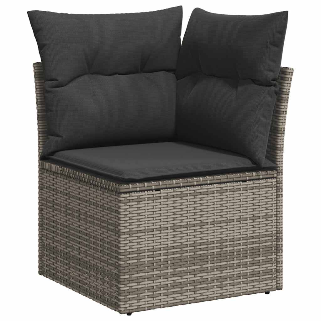Set Divano da Giardino 9 pz con Cuscini Grigio in Polyrattan - immagine 6