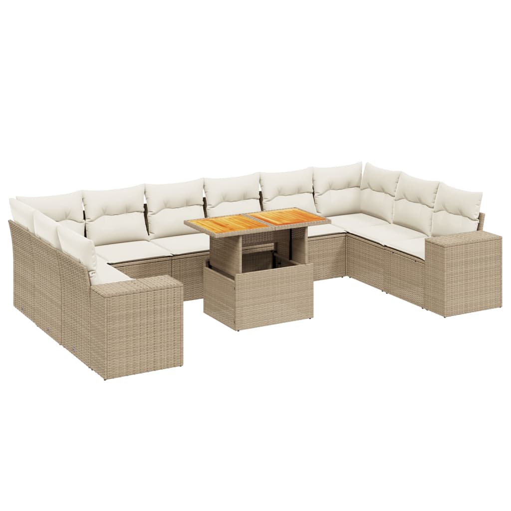 Set Divani da Giardino 11 pz con Cuscini in Polyrattan Nero - immagine 2