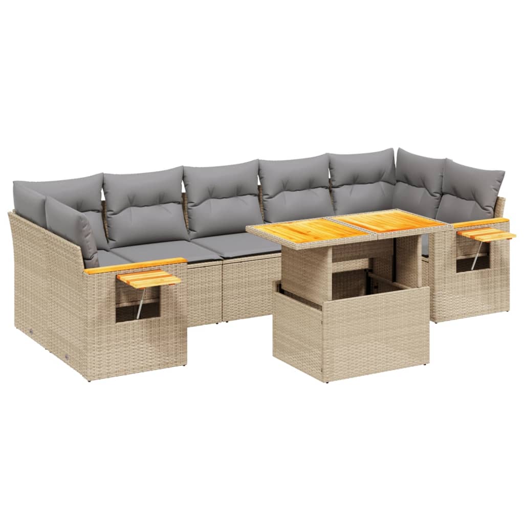 Set Divani da Giardino con Cuscini 8 pz Nero in Polyrattan - immagine 2