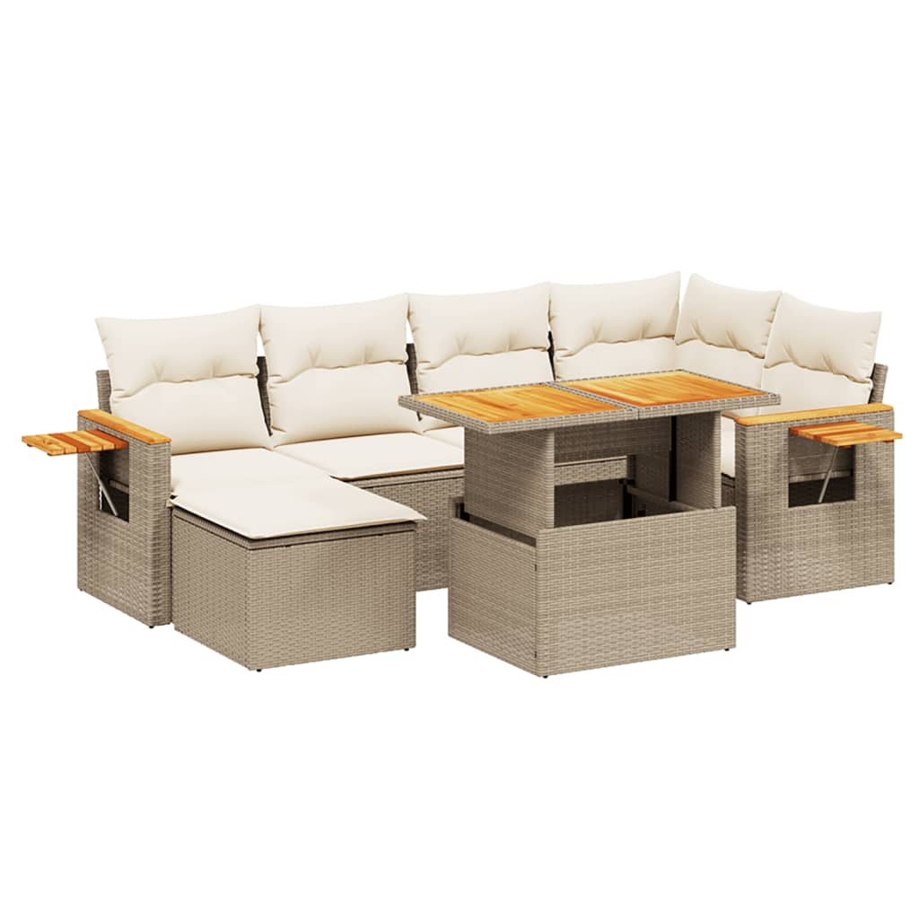 Set Divani da Giardino con Cuscini 7pz Nero Polyrattan - immagine 2