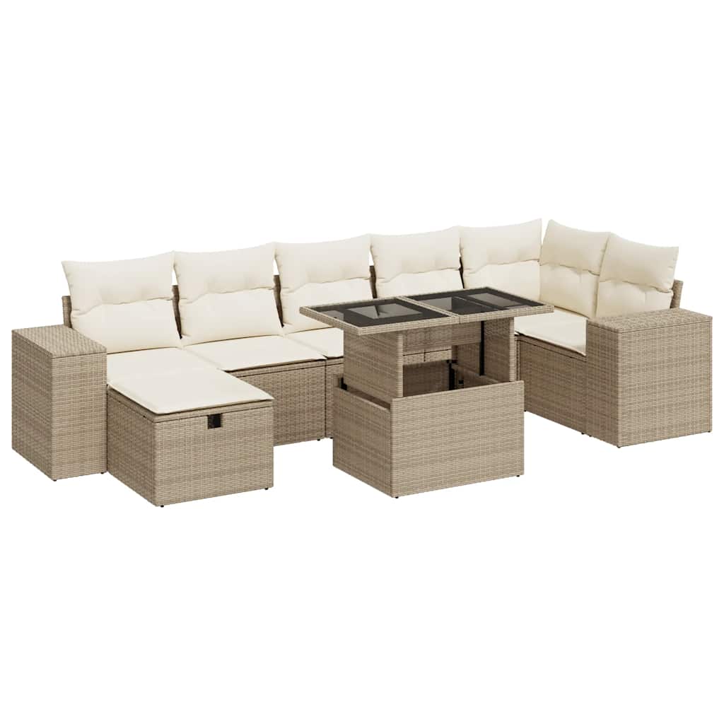 Set Divano da Giardino 5 pz con Cuscini Beige in Polyrattan - immagine 2