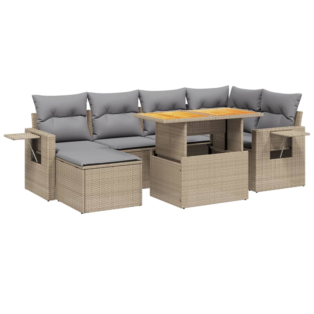 Set Divani da Giardino con Cuscini 7pz Nero Polyrattan - immagine 2