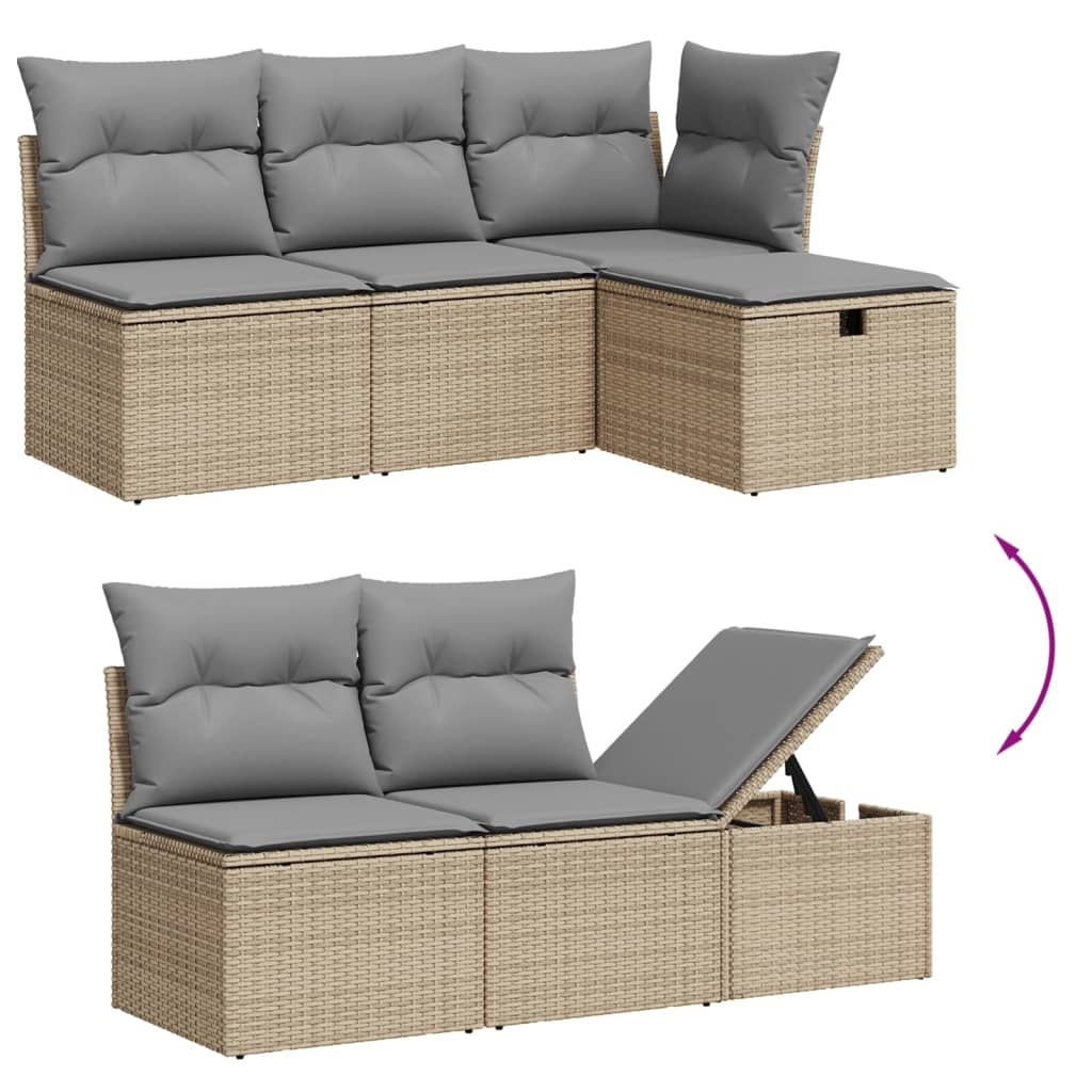 Set Divani da Giardino con Cuscini 7pz Nero Polyrattan - immagine 3