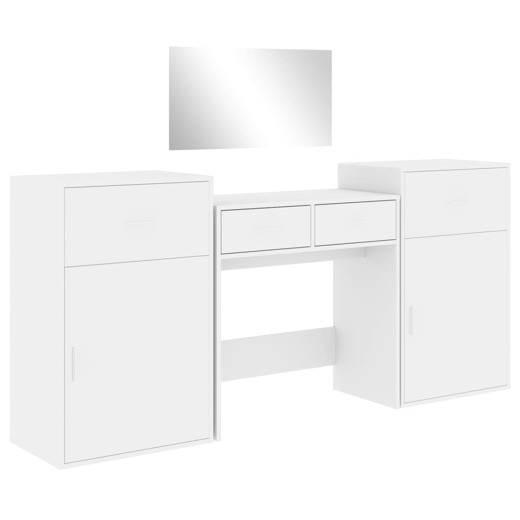 Set da Toeletta 4 pz Bianco in Legno Multistrato - immagine 2