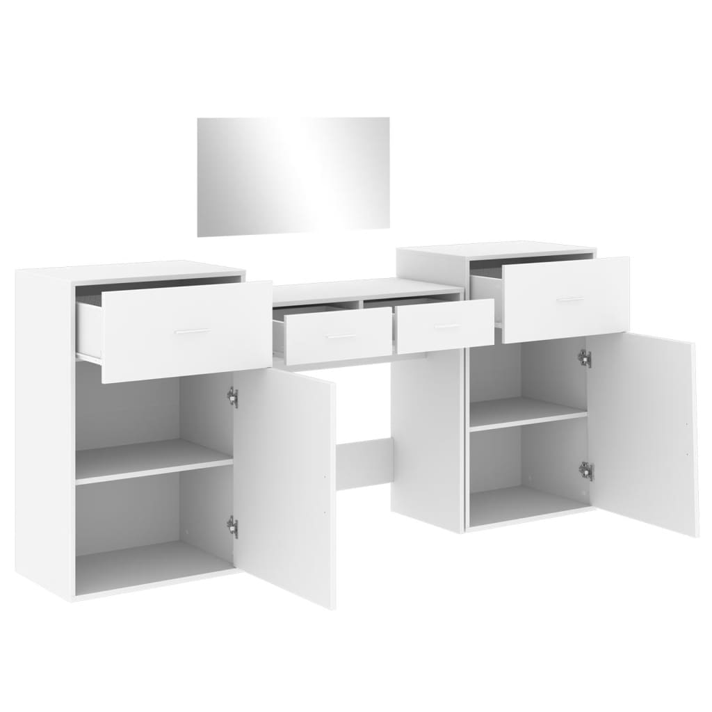 Set da Toeletta 4 pz Bianco in Legno Multistrato - immagine 8