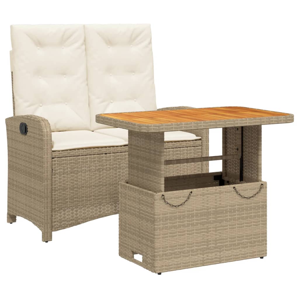 Set da Pranzo da Giardino 5 pz con Cuscini Beige in Polyrattan - immagine 2