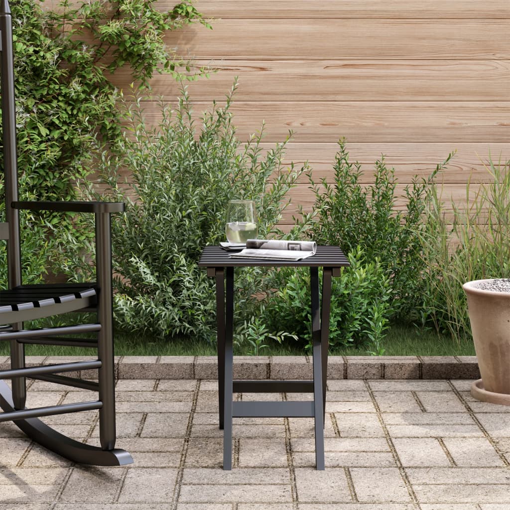 Tavolino Laterale Pieghevole Nero in Legno Massello di Pioppo - immagine 3