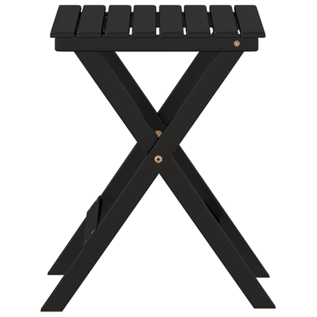 Tavolino Laterale Pieghevole Nero in Legno Massello di Pioppo - immagine 5