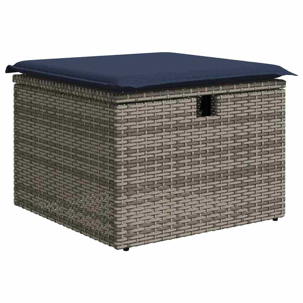 Set Divani da Giardino 7 pz con Cuscini Grigio in Polyrattan - immagine 6