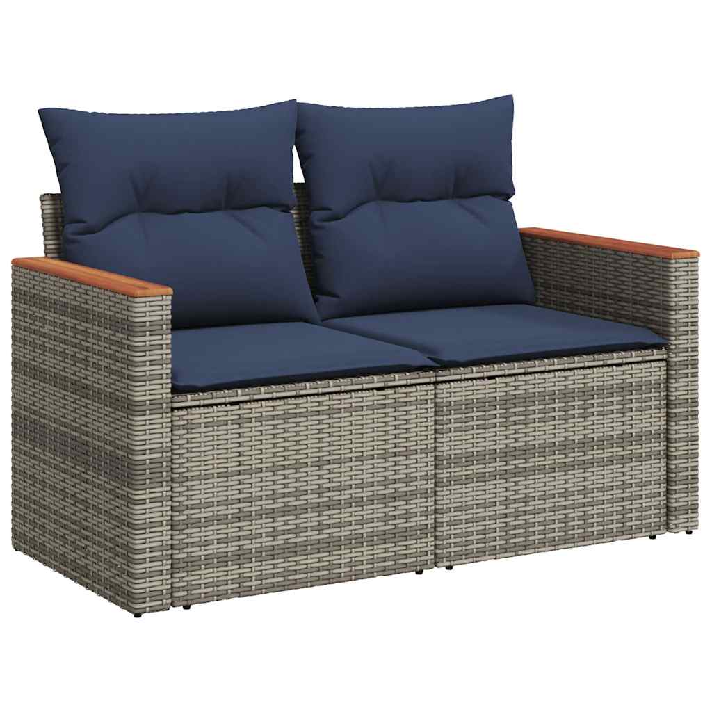 Set Divani da Giardino 7 pz con Cuscini Grigio in Polyrattan - immagine 5