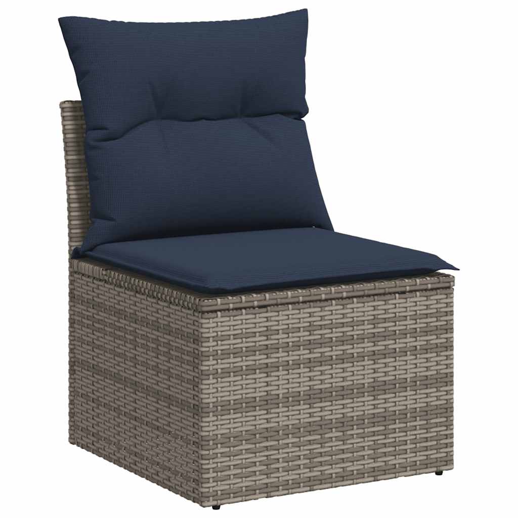Set Divani da Giardino 7pz con Cuscini Marrone Polyrattan Acacia - immagine 3