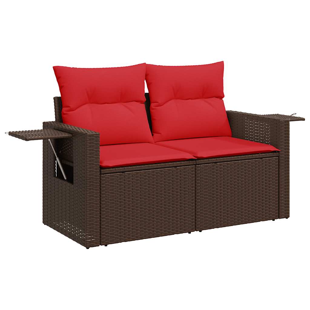 Set Divano da Giardino 9pz con Cuscini Marrone Polyrattan Acacia - immagine 4