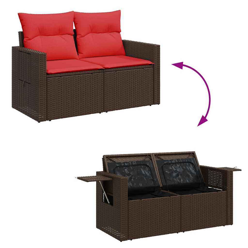 Set Divano da Giardino 9pz con Cuscini Marrone Polyrattan Acacia - immagine 8