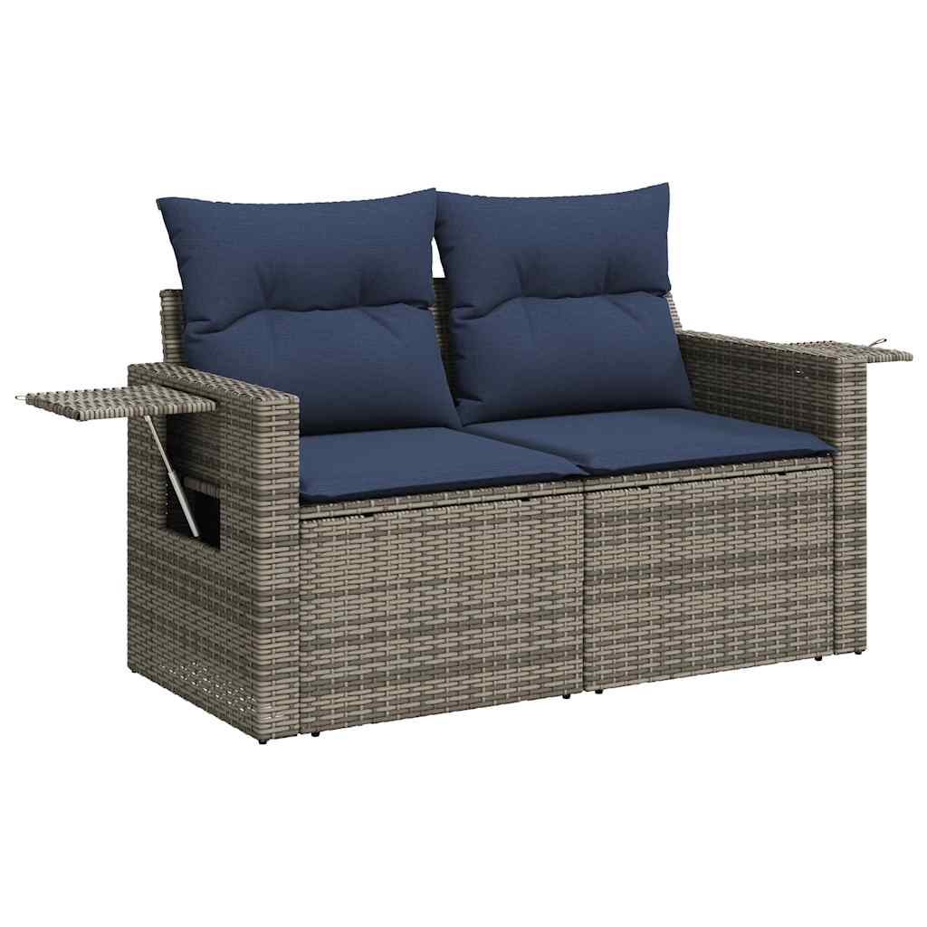 Set Divani Giardino 9 pz con Cuscini Marrone Polyrattan Acacia - immagine 5