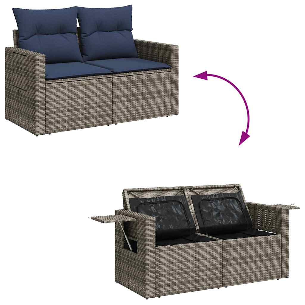 Set Divani Giardino 7 pz con Cuscini Marrone Polyrattan Acacia - immagine 8