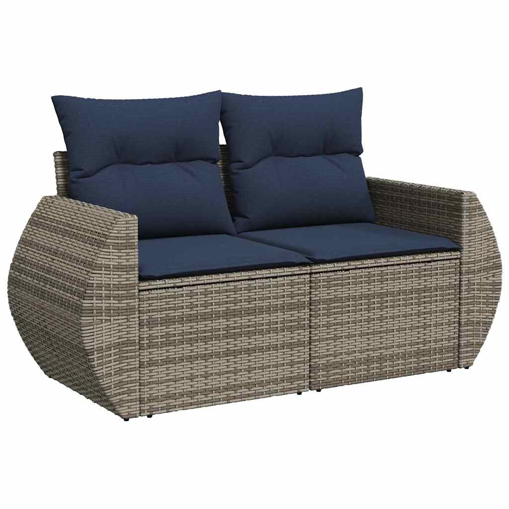 Set Divani Giardino 11 pz con Cuscini Polyrattan Acacia Grigio - immagine 5