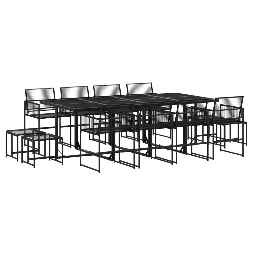 Set da Pranzo da Giardino 9 pz Nero in Polyrattan - immagine 2