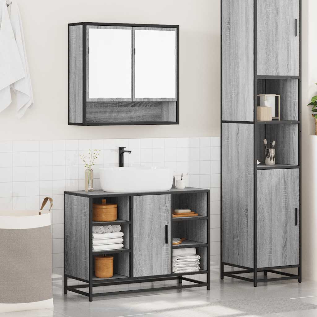 Set Mobili da Bagno 2 pz Rovere Sonoma in Legno Multistrato - immagine 4