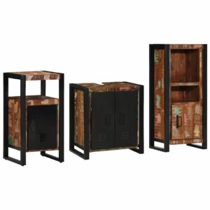 Set di mobili per il bagno 3 pcs Legno Recuperato Massello