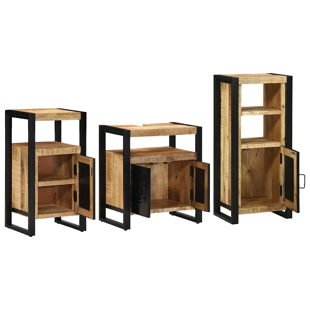 Set di mobili per il bagno 3 pcs Legno Recuperato Massello - immagine 4