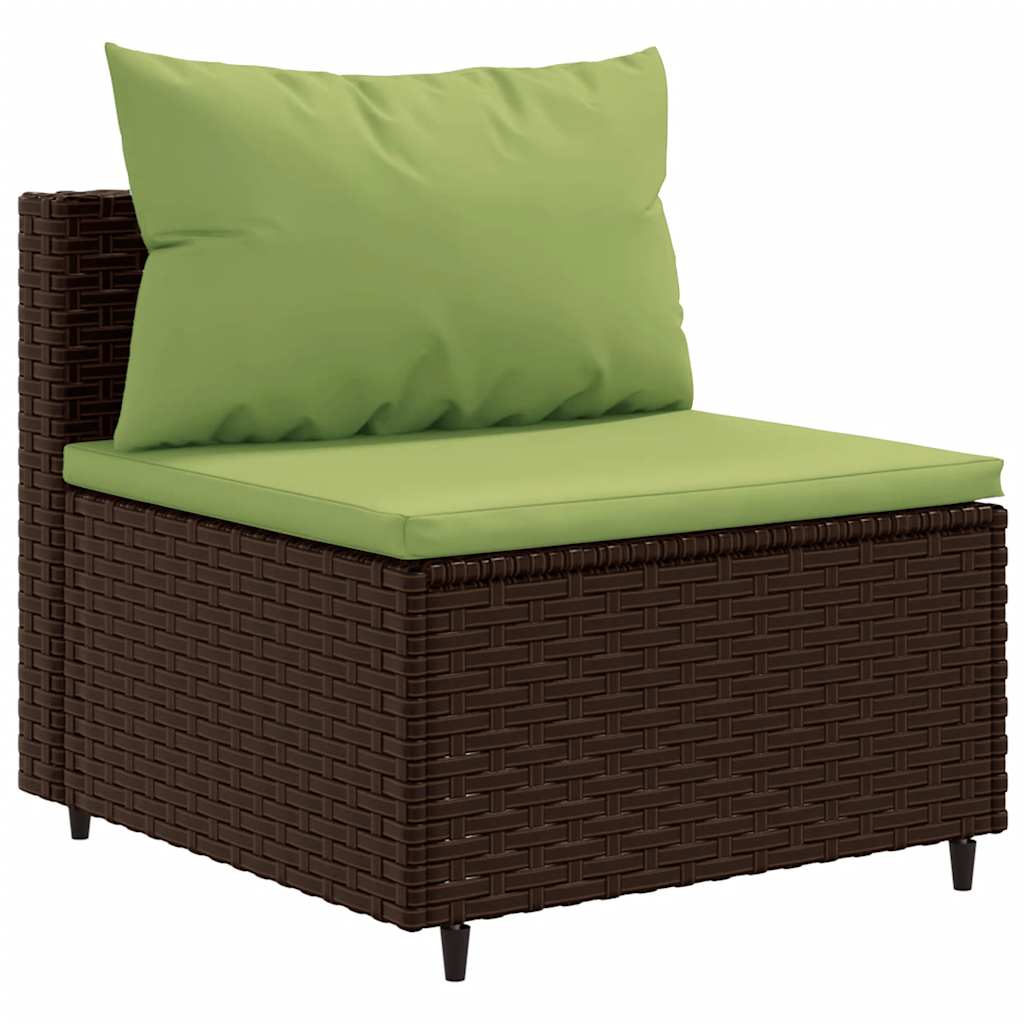 Set Mobili da Giardino 4 pz con Cuscini in Polyrattan Marrone - immagine 4