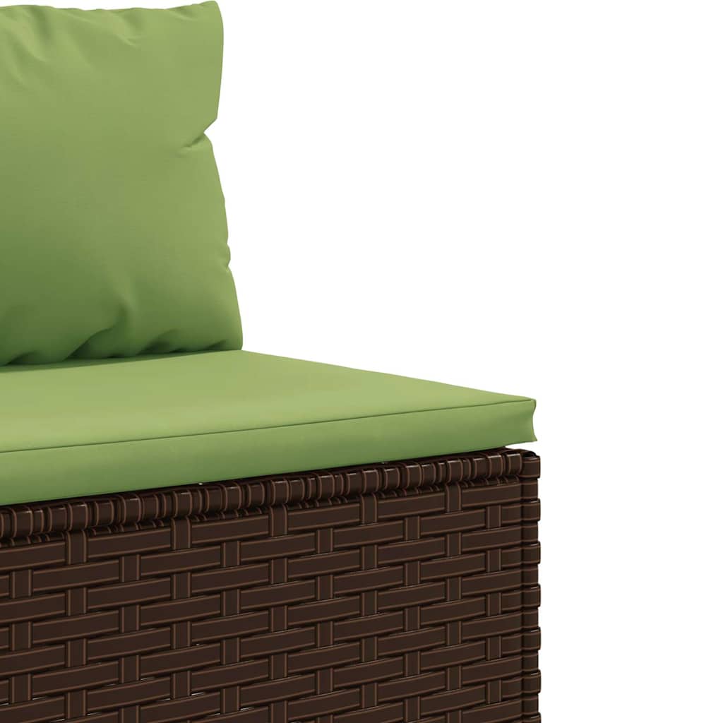 Set Mobili da Giardino 4 pz con Cuscini in Polyrattan Marrone - immagine 5