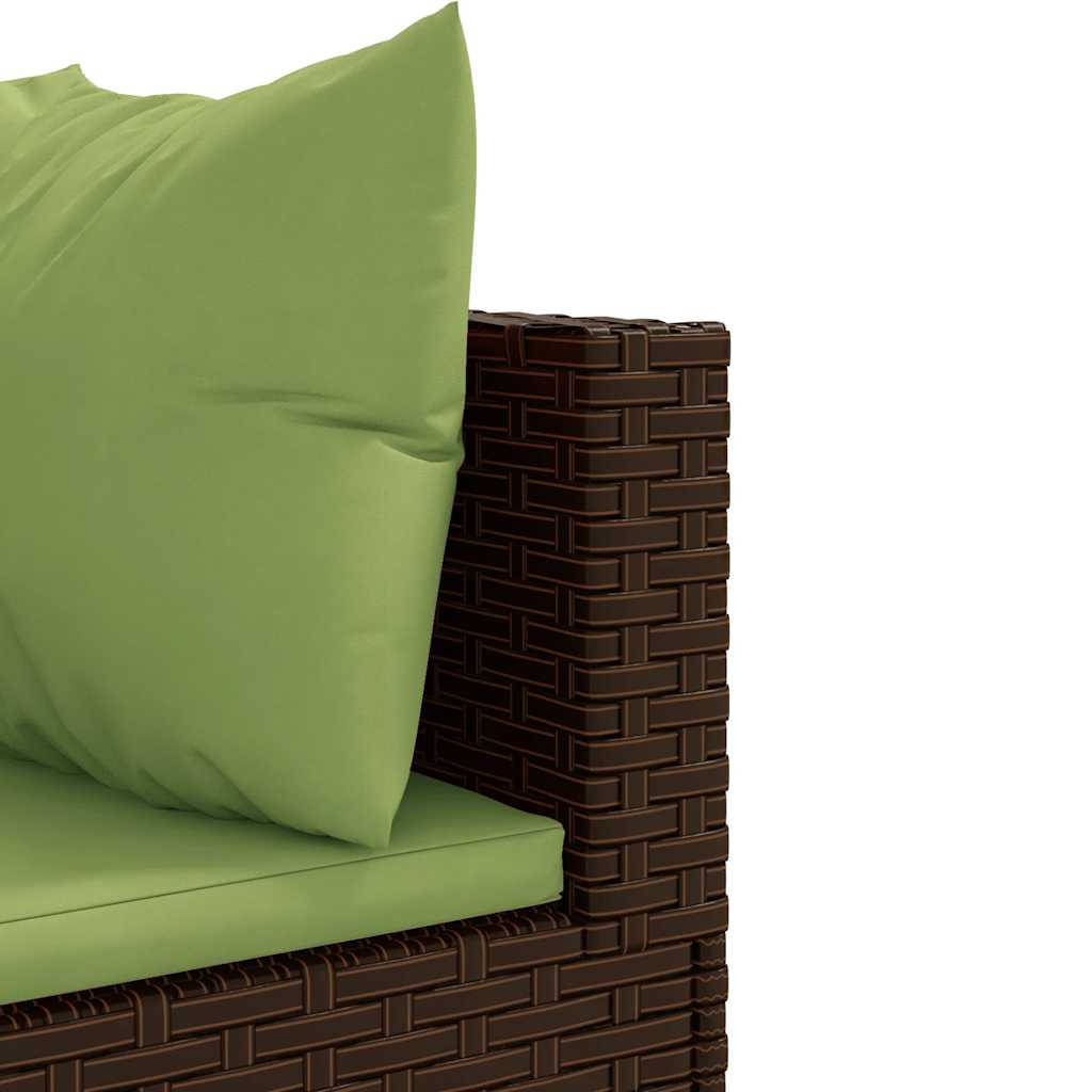 Set Mobili da Giardino 4 pz con Cuscini in Polyrattan Marrone - immagine 6