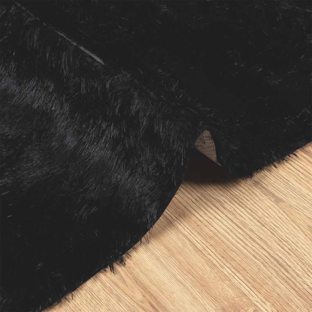 Tappeto Shaggy a Pelo Lungo NAVARRA Nero 80x150 cm poliestere - immagine 4