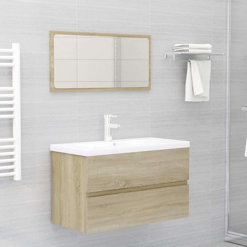 Mobile Lavabo Rovere Sonoma 80x38,5x45 cm in Legno Multistrato - immagine 3