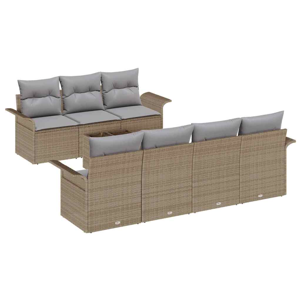 Set Divano da Giardino 8 pcs Beige Poly Rattan - immagine 2
