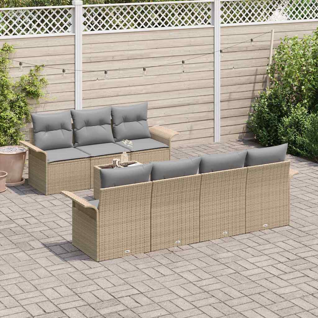 Set Divano da Giardino 8 pcs Beige Poly Rattan - immagine 3