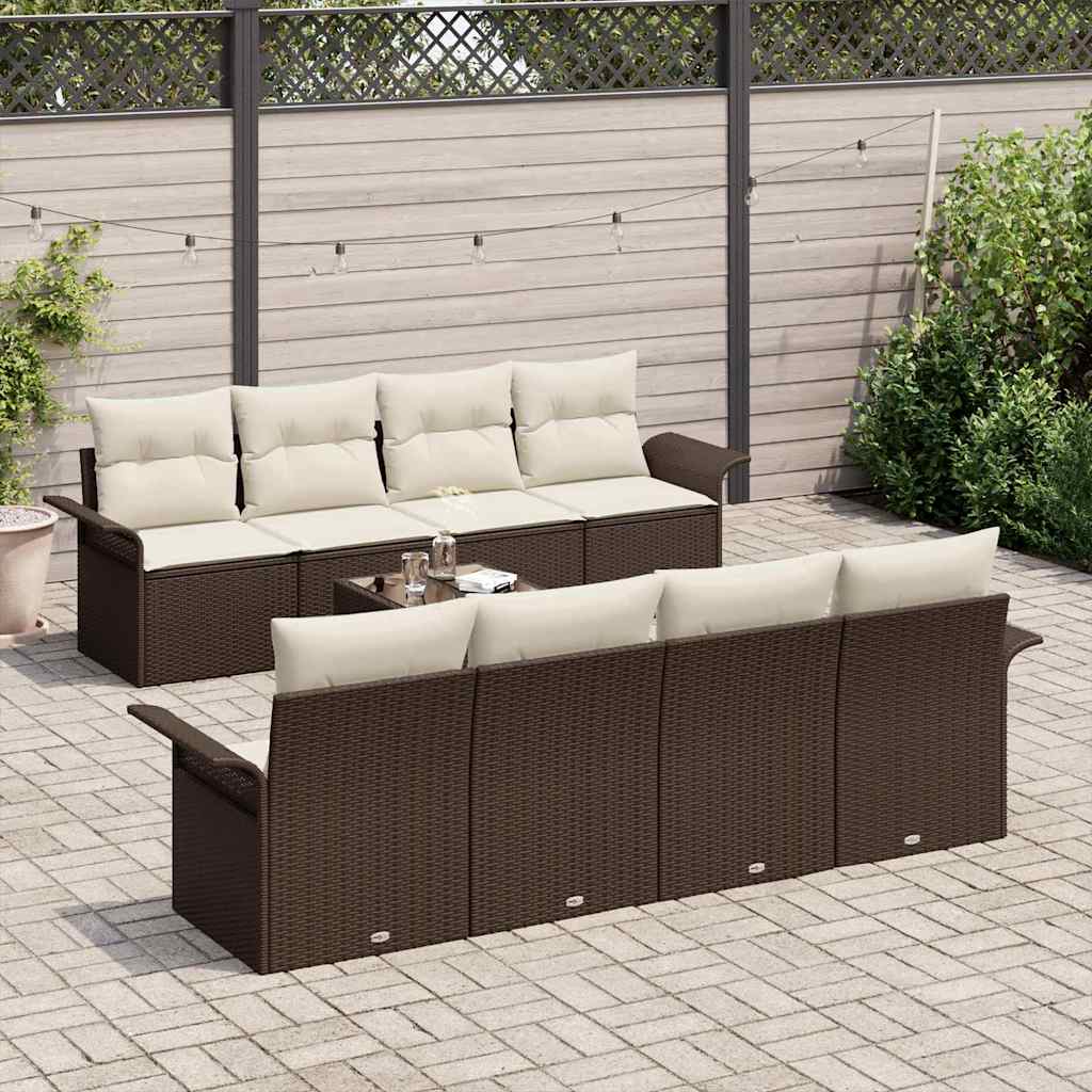 Set Divano da Giardino 9 pcs Marrone Poly Rattan - immagine 3