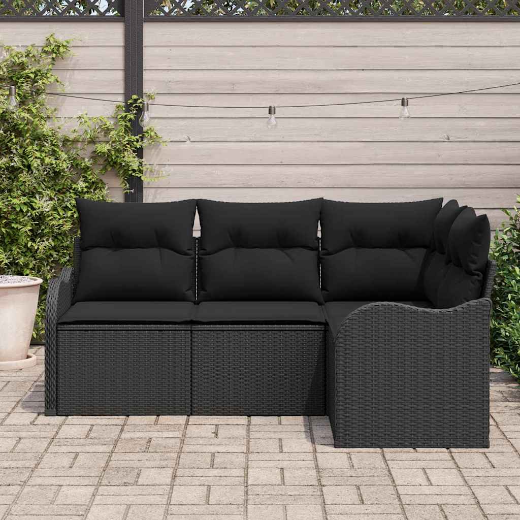 Set Divano da Giardino 4 pcs Nero polyrattan - immagine 3