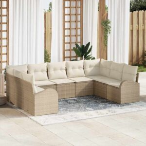 Set di divani con cuscino 9 pcs Grigio Rattan in Polipropilene