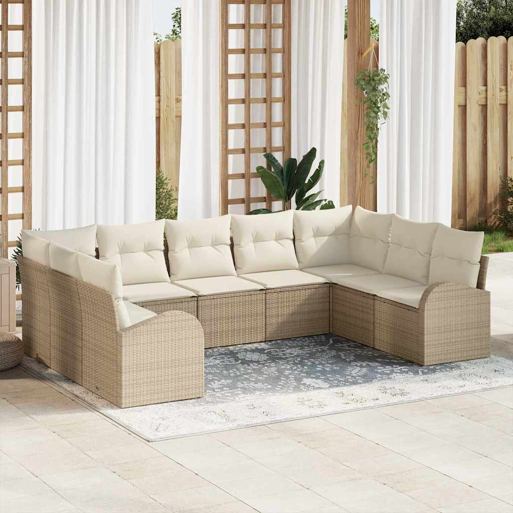 Set di divani con cuscino 9 pcs Grigio Rattan in Polipropilene
