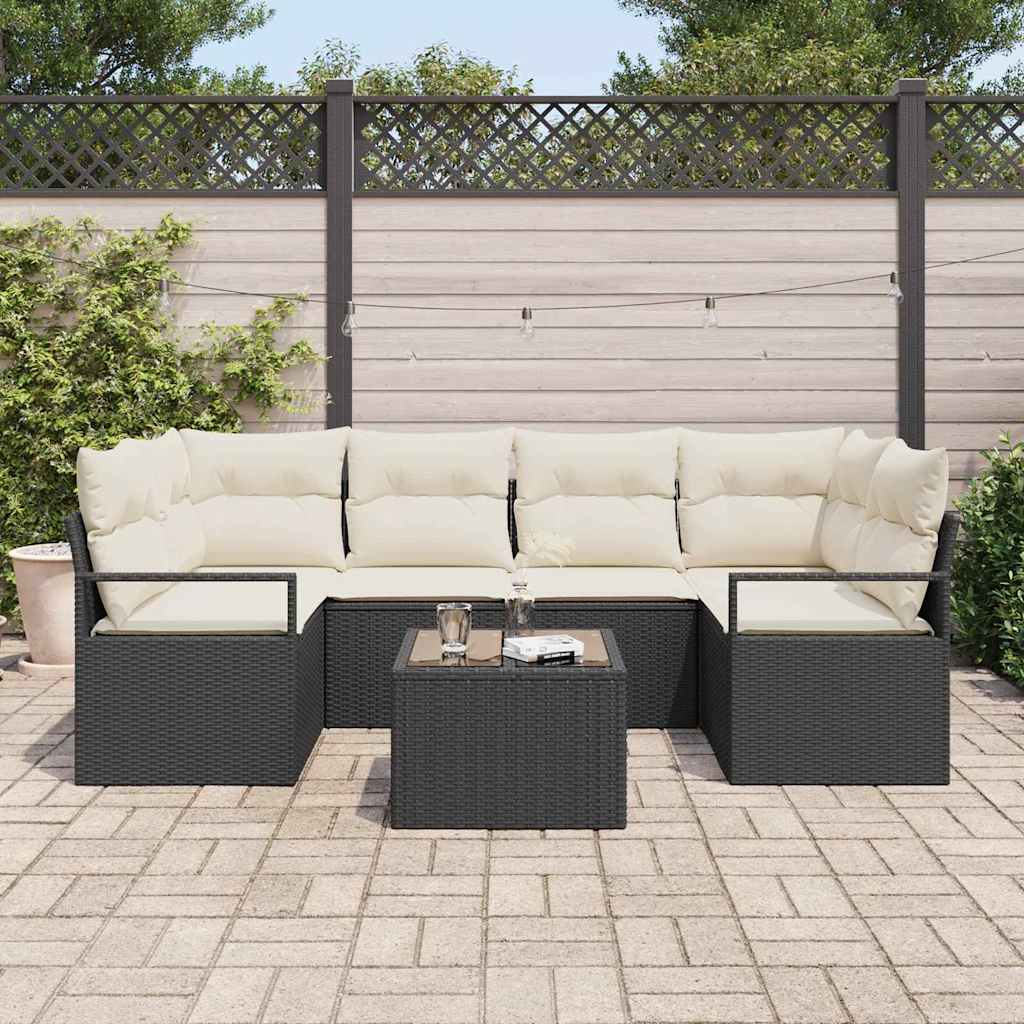 Set di divani 7 pcs Nero polyrattan - immagine 3