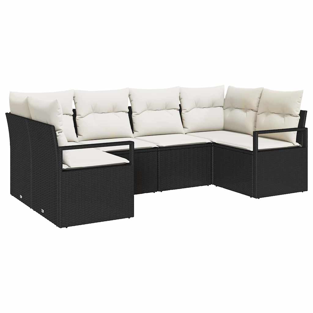 Set di divani con cuscino 6 pcs Nero polyrattan - immagine 2