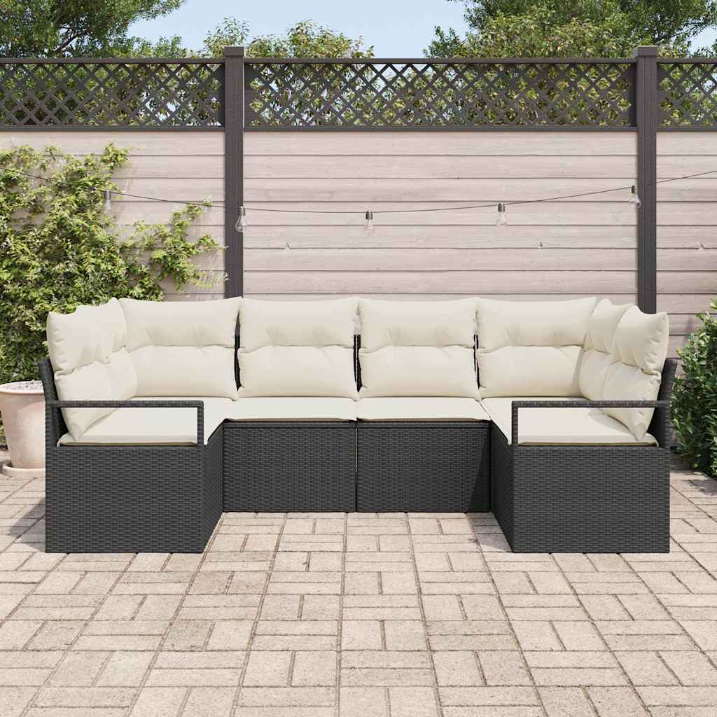 Set di divani con cuscino 6 pcs Nero polyrattan - immagine 3