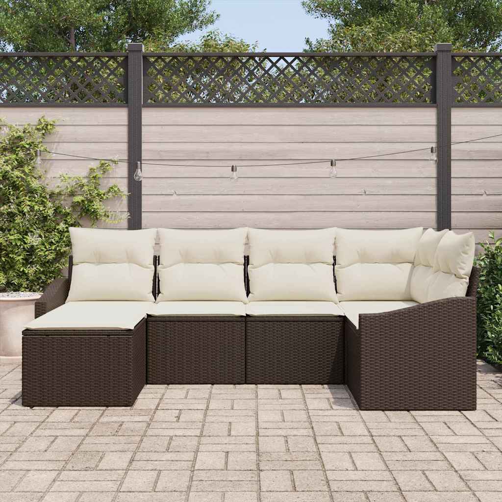 Set Divano da Giardino 6 pcs Marrone Poly Rattan - immagine 3