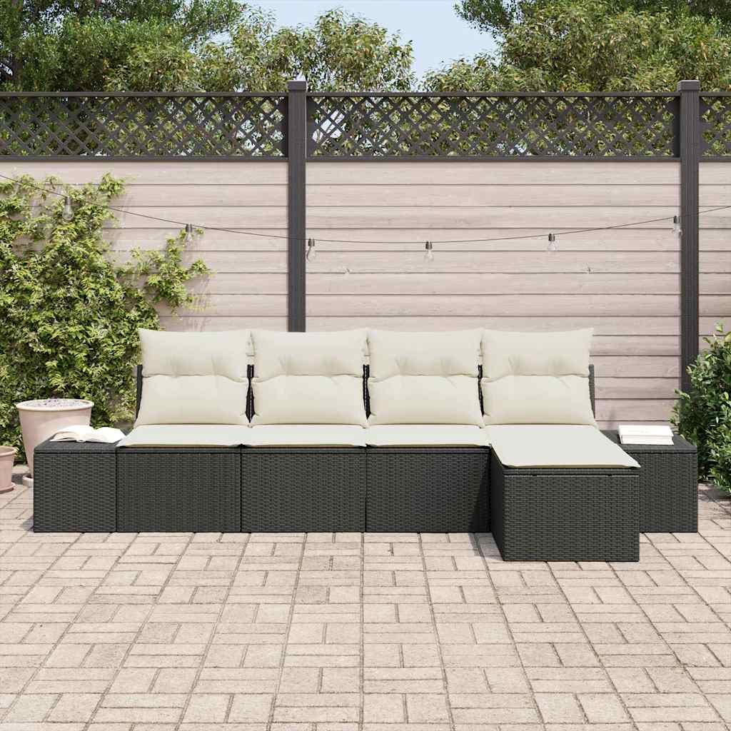 Set Divano da Giardino con cuscino 5 pcs Grigio polyrattan - immagine 3