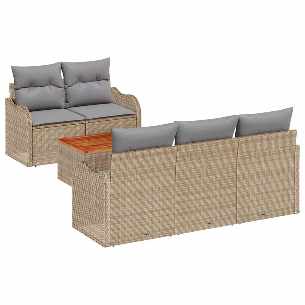 Set Divano da Giardino 6 pcs Beige Poly Rattan - immagine 2