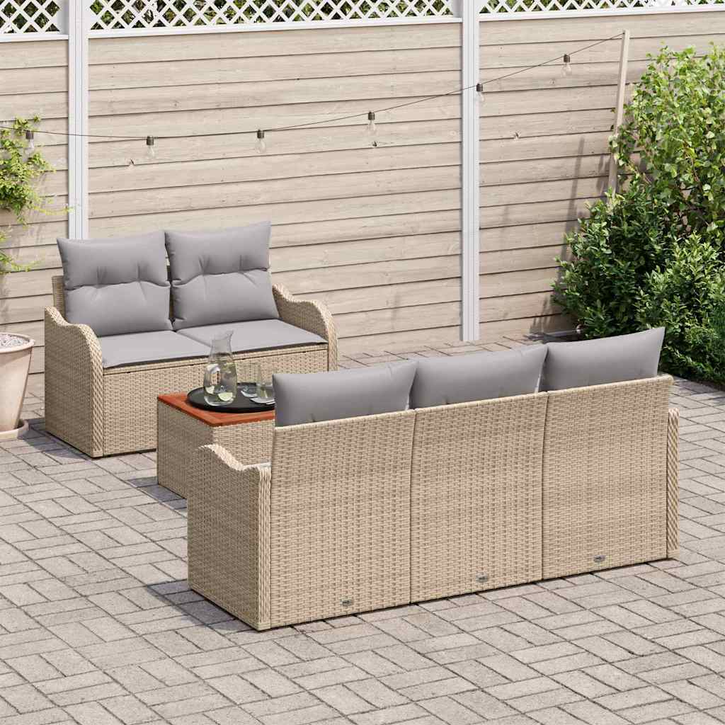 Set Divano da Giardino 6 pcs Beige Poly Rattan - immagine 3