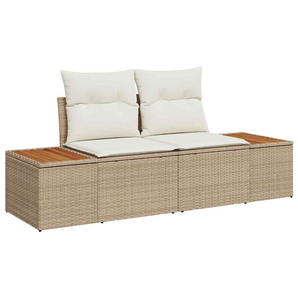 Set di Divani da Giardino 3 Pezzi con Cuscini Beige Rattan Polietilene Acacia - immagine 4